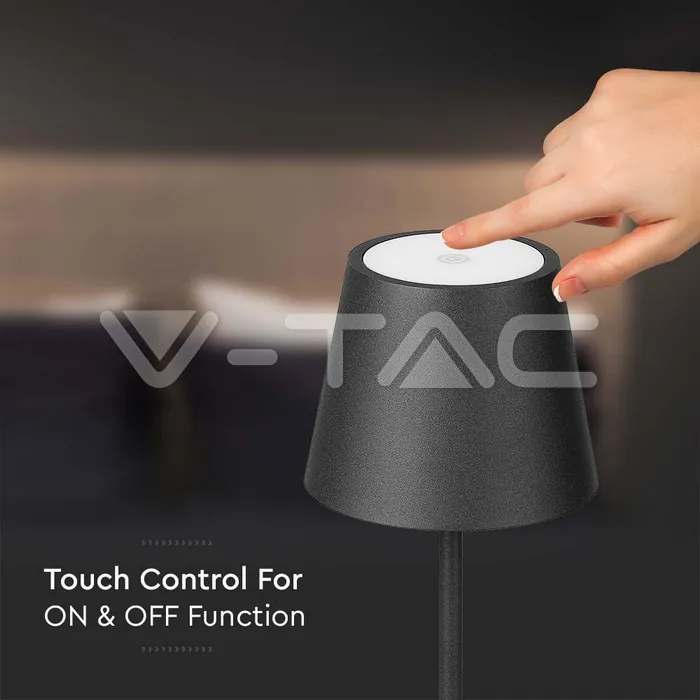 V-TAC VT-7652 2W LED Настолна Лампа 4400mA Батерия Черно Тяло IP54 3000K