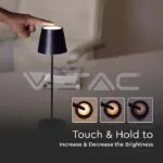 V-TAC VT-7652 2W LED Настолна Лампа 4400mA Батерия Черно Тяло IP54 3000K