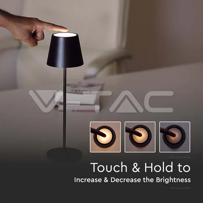 V-TAC VT-7652 2W LED Настолна Лампа 4400mA Батерия Черно Тяло IP54 3000K