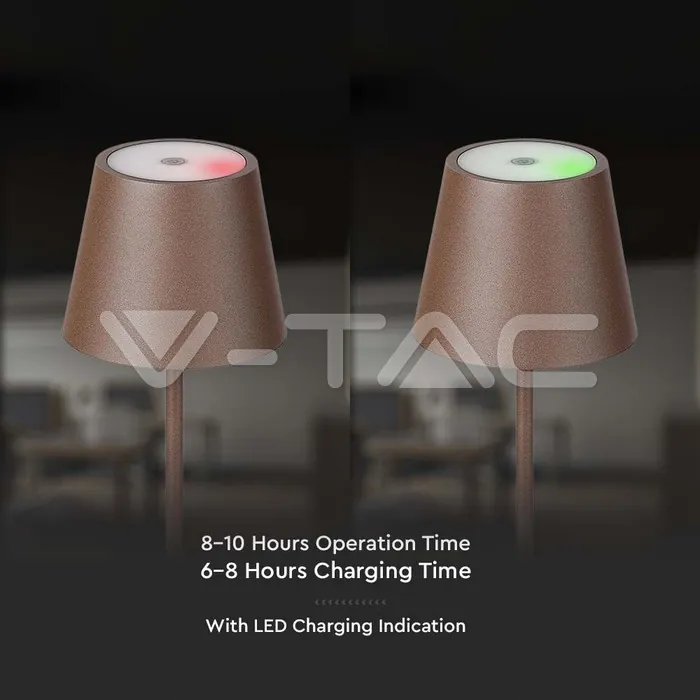 V-TAC VT-7654 2W LED Настолна Лампа 4400mA Батерия Бежово Тяло IP54 3000K