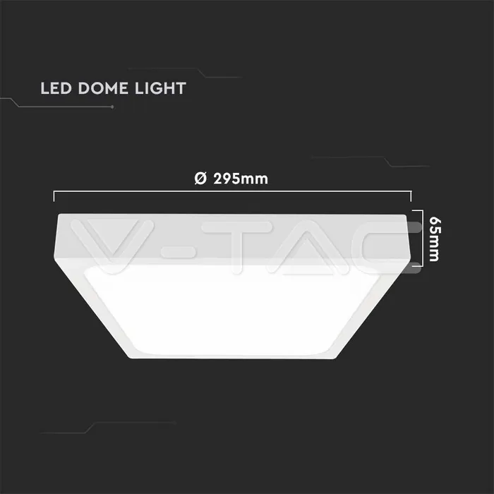 V-TAC VT-7667 24W LED Плафон Квадрат Микровълнов Сензор Черна Рамка 4000К IP44