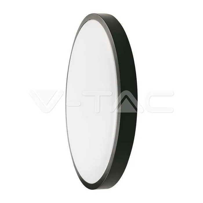 V-TAC VT-7671 30W LED Плафон Кръг Микровълнов Сензор Черна Рамка 4000К IP44