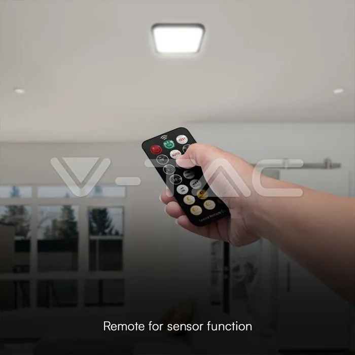 V-TAC VT-76721 18W LED Плафон Квадрат Микровълнов Сензор Черна Рамка 4000К IP44
