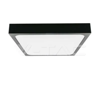 V-TAC VT-7673 24W LED Плафон Квадрат Микровълнов Сензор Черна Рамка 4000К IP44