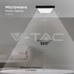 V-TAC VT-7673 24W LED Плафон Квадрат Микровълнов Сензор Черна Рамка 4000К IP44