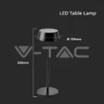 V-TAC VT-7690 2W LED Настолна Лампа Черно Тяло 3000К IP54