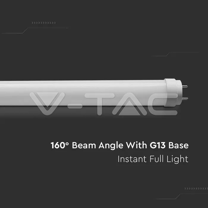 V-TAC VT-7796 LED Пура T8 9W 60 см G13 Стъклена 3000К 25бр./Кашон