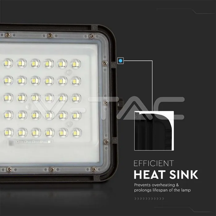 V-TAC VT-7822 6W LED Соларен Прожектор 4000K Сменяема Батерия Черно Тяло