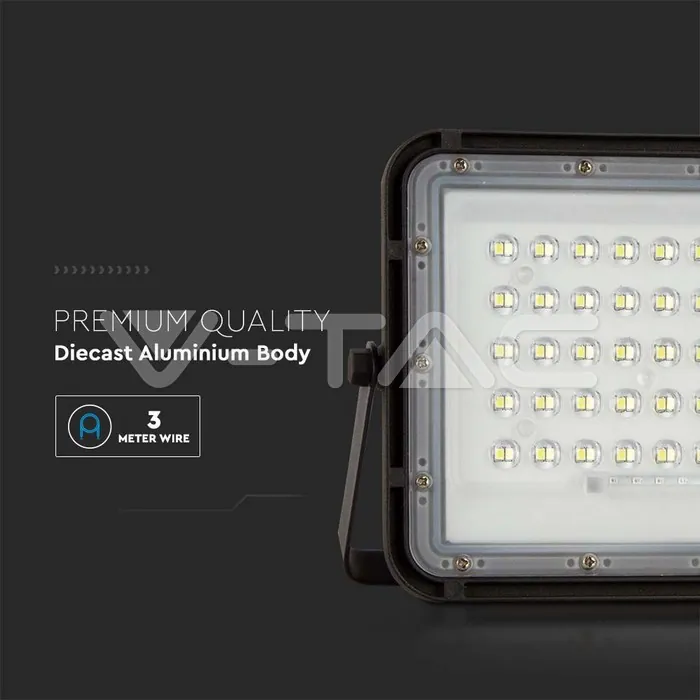 V-TAC VT-7822 6W LED Соларен Прожектор 4000K Сменяема Батерия Черно Тяло