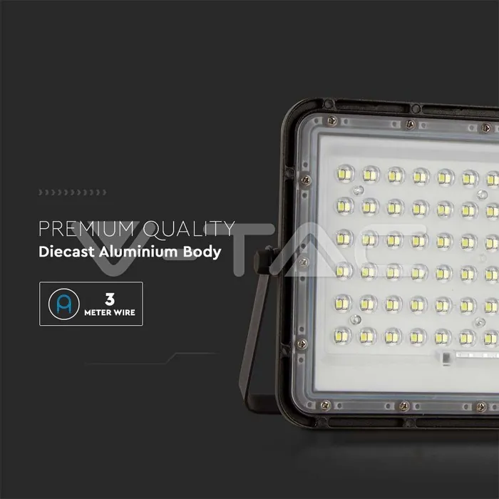 V-TAC VT-7826 15W LED Соларен Прожектор 4000K Сменяема Батерия Черно Тяло