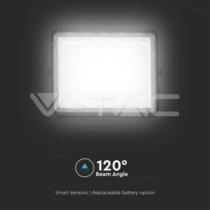 V-TAC VT-7828 20W LED Соларен Прожектор 4000K Сменяема Батерия Черно Тяло