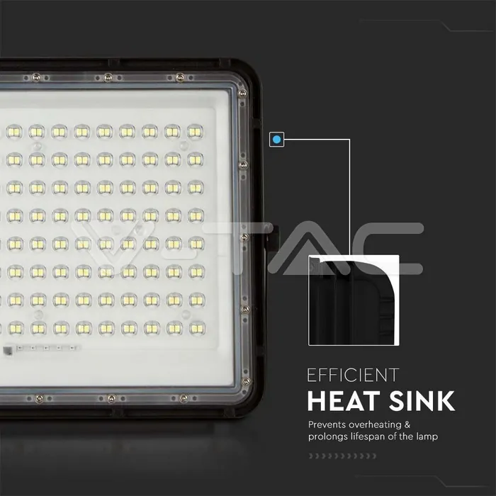 V-TAC VT-7828 20W LED Соларен Прожектор 4000K Сменяема Батерия Черно Тяло