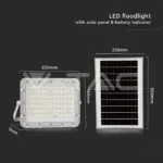 V-TAC VT-7843 15W LED Соларен Прожектор 6400K Сменяема Батерия Бяло Тяло