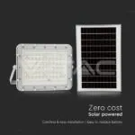 V-TAC VT-7843 15W LED Соларен Прожектор 6400K Сменяема Батерия Бяло Тяло