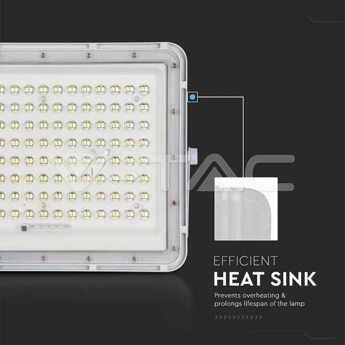 V-TAC VT-7845 20W LED Соларен Прожектор 6400K Сменяема Батерия Бяло Тяло
