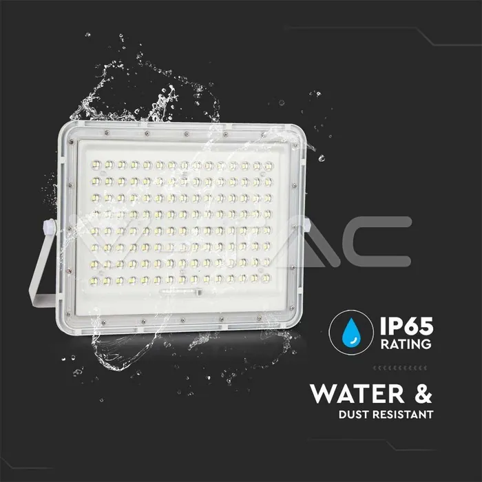 V-TAC VT-7845 20W LED Соларен Прожектор 6400K Сменяема Батерия Бяло Тяло