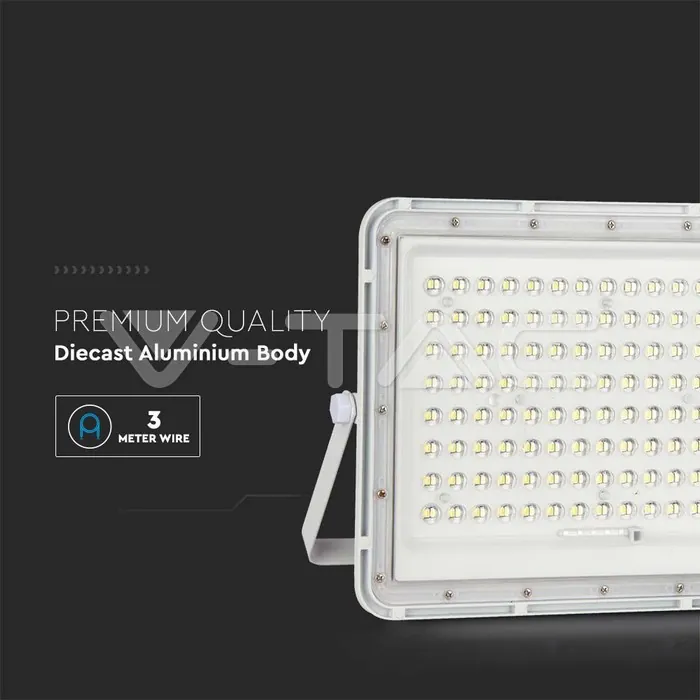 V-TAC VT-7845 20W LED Соларен Прожектор 6400K Сменяема Батерия Бяло Тяло