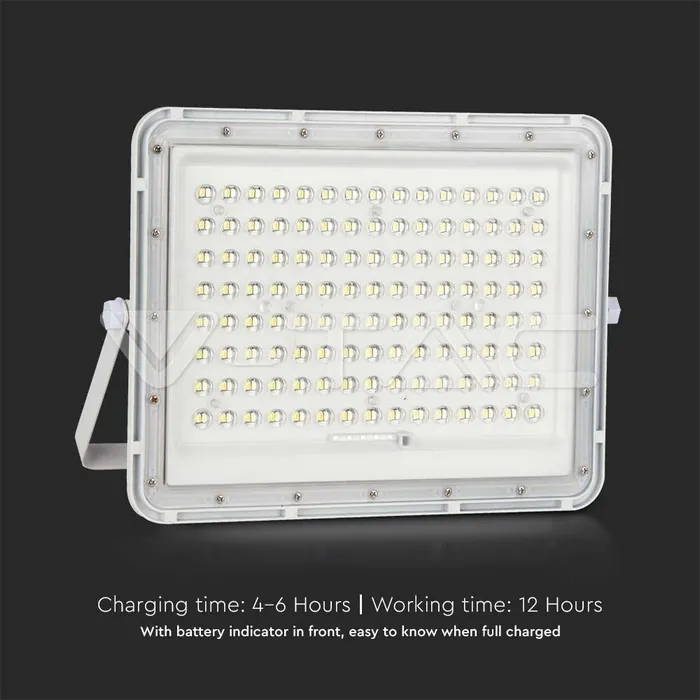 V-TAC VT-7845 20W LED Соларен Прожектор 6400K Сменяема Батерия Бяло Тяло