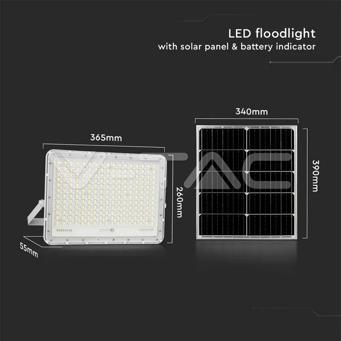 V-TAC VT-7848 30W LED Соларен Прожектор 4000K Сменяема Батерия Бяло Тяло