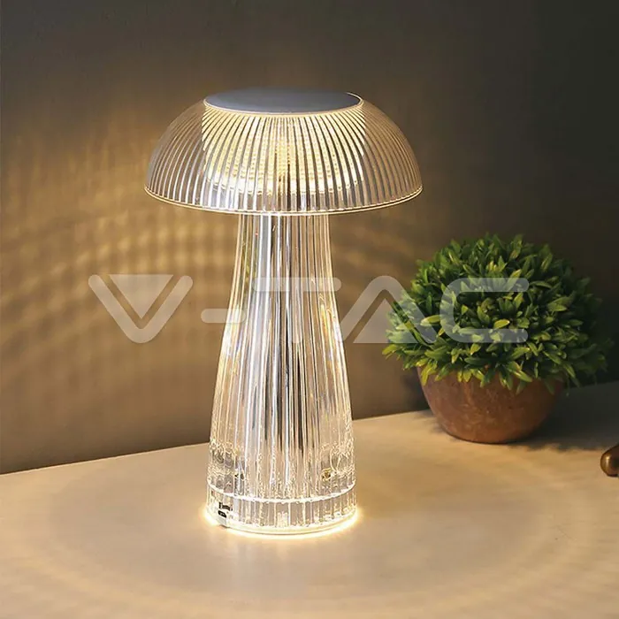 V-TAC VT-7894 LED Настолна Лампа 800mAh Батерия 160 x 250 3 в 1 Прозрачно Тяло