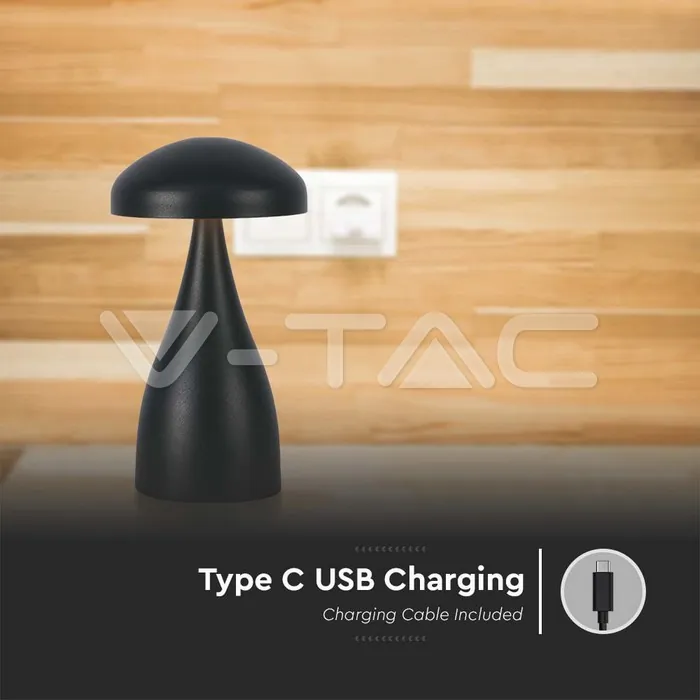 V-TAC VT-7895 LED Настолна Лампа 800mAh Батерия 120x220 3 в 1 Черно Тяло