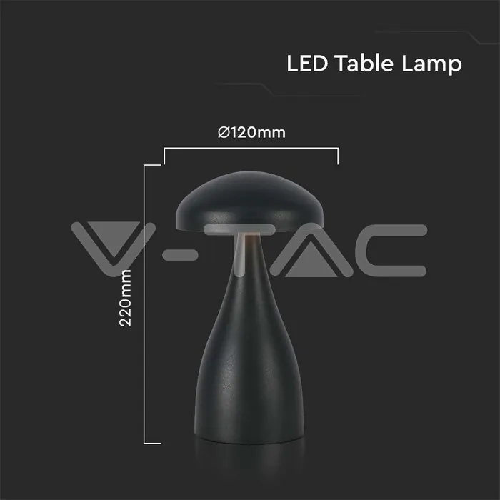 V-TAC VT-7895 LED Настолна Лампа 800mAh Батерия 120x220 3 в 1 Черно Тяло