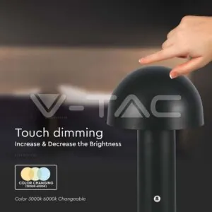 V-TAC VT-7898 LED Настолна Лампа 1800mAh Батерия 150x250 3 в 1 Черно Тяло