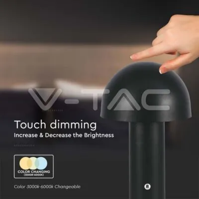 V-TAC VT-7898 LED Настолна Лампа 1800mAh Батерия 150x250 3 в 1 Черно Тяло