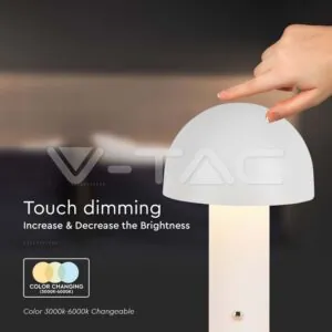 V-TAC VT-7899 LED Настолна Лампа 1800mAh Батерия 150x250 3 в 1 Бяло Тяло
