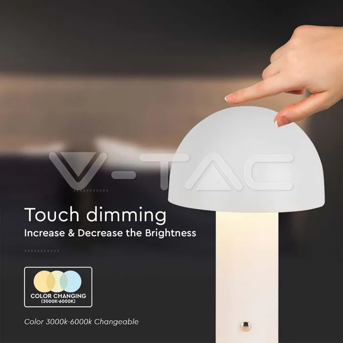 V-TAC VT-7899 LED Настолна Лампа 1800mAh Батерия 150x250 3 в 1 Бяло Тяло