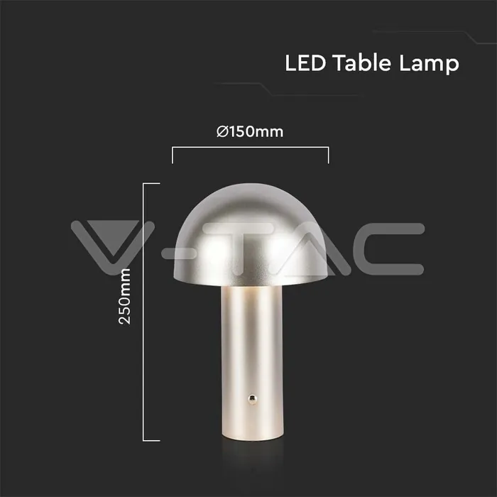 V-TAC VT-7937 LED Настолна Лампа 1800mAh Батерия 150x250 3 в 1 Шампанско Тяло