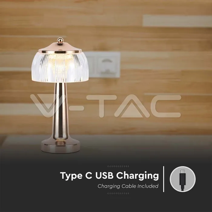 V-TAC VT-7938 LED Настолна Лампа 1800mAH Батерия 13.5*26.5 Злато 3 в 1