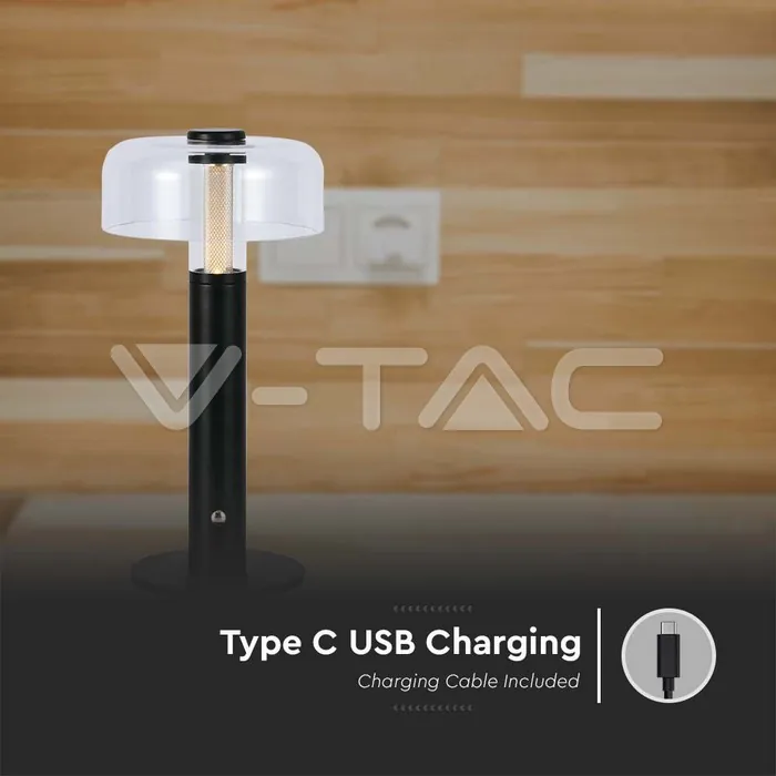 V-TAC VT-7940 LED Настолна Лампа 1800mAh Батерия 150 x 300 3 в 1 Черно Тяло