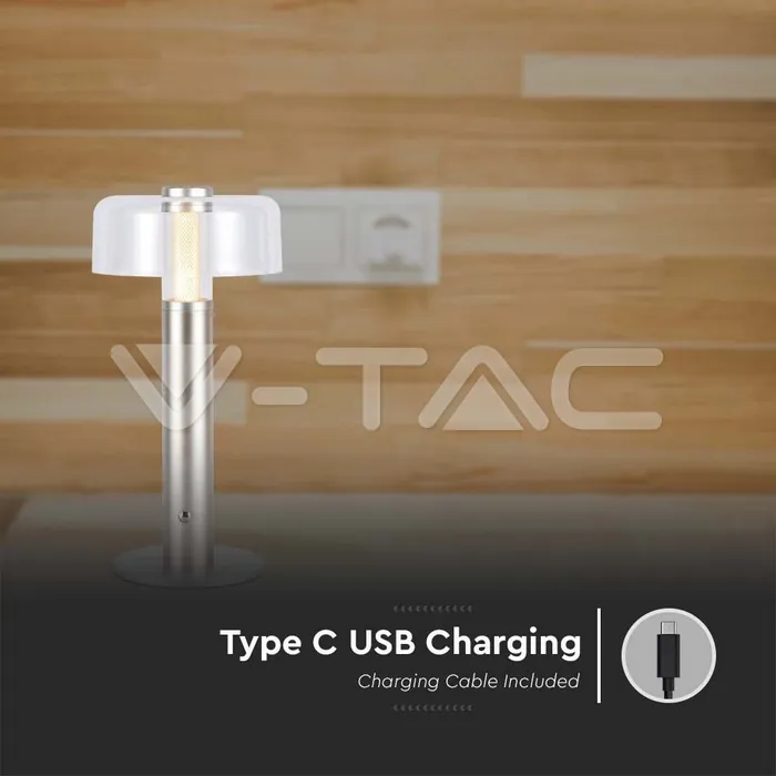 V-TAC VT-7943 LED Настолна Лампа 1800mAh Батерия 150 x 300 3 в 1 Шампанско