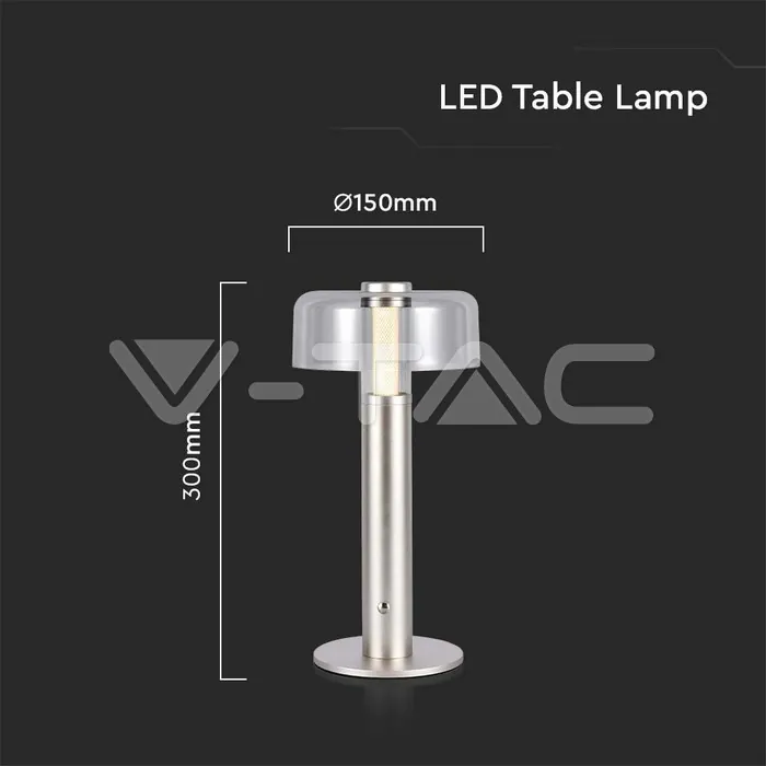 V-TAC VT-7943 LED Настолна Лампа 1800mAh Батерия 150 x 300 3 в 1 Шампанско