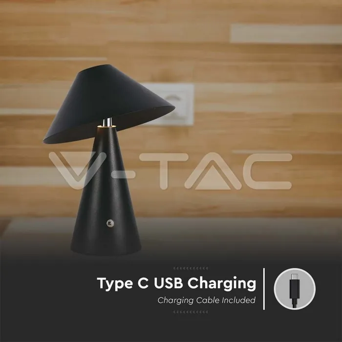 V-TAC VT-7947 LED Настолна Лампа 1800mAh Батерия 180 x 240 3 в 1 Черно Тяло
