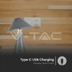 V-TAC VT-7949 LED Настолна Лампа 1800mAh Батерия 180 x 240 3 в 1 Сиво Тяло