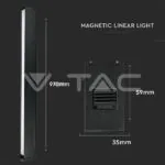 V-TAC VT-7956 30W Магнитен Линеен Осветител 3000K Черен 24V