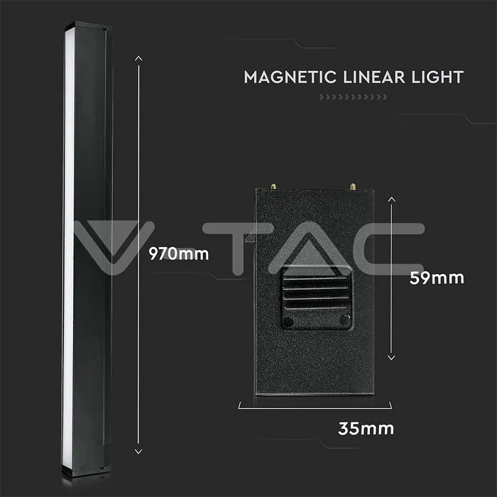 V-TAC VT-7956 30W Магнитен Линеен Осветител 3000K Черен 24V