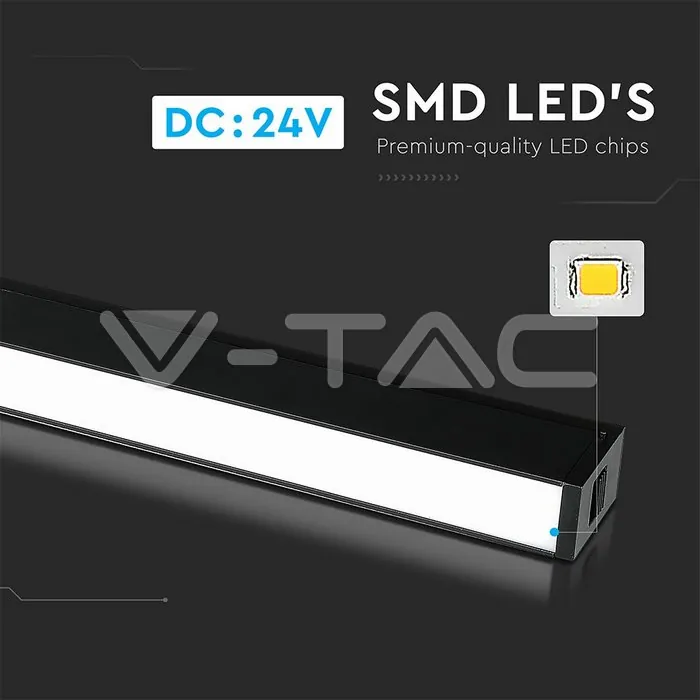 V-TAC VT-7956 30W Магнитен Линеен Осветител 3000K Черен 24V