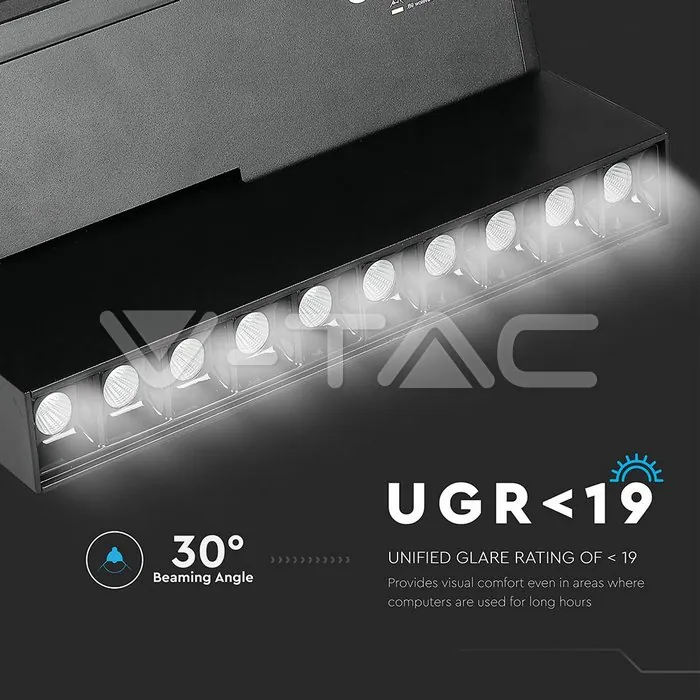 V-TAC VT-7964 10*2W Магнитен Линеен Спот Кардан 3000K Черен 24V