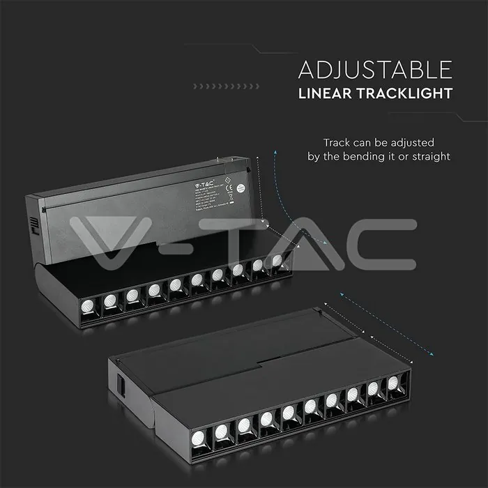 V-TAC VT-7964 10*2W Магнитен Линеен Спот Кардан 3000K Черен 24V