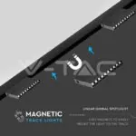 V-TAC VT-7964 10*2W Магнитен Линеен Спот Кардан 3000K Черен 24V