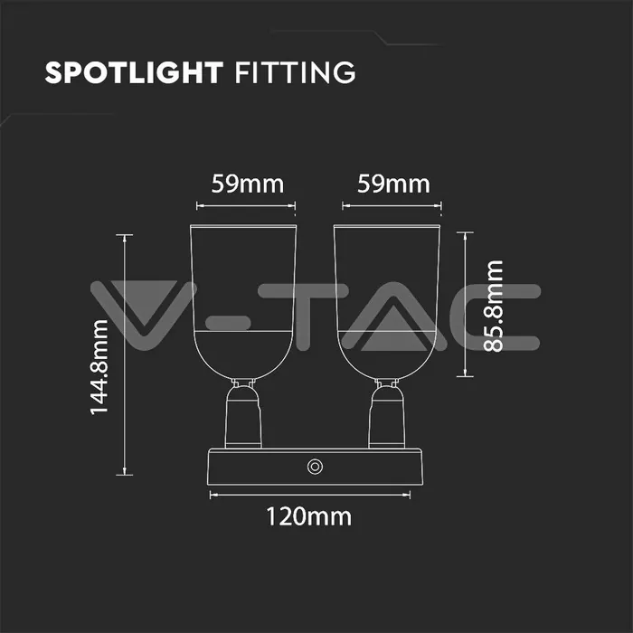 V-TAC VT-7981 2 x GU10 Стенна Лампа Бяло Тяло