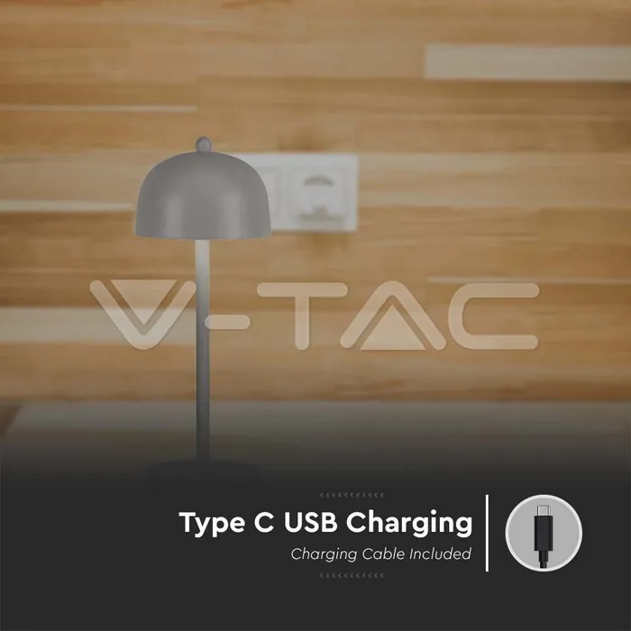 V-TAC VT-7987 LED Настолна Лампа 1800mAh Батерия 115x300 3 в 1 Сиво Тяло
