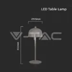 V-TAC VT-7987 LED Настолна Лампа 1800mAh Батерия 115x300 3 в 1 Сиво Тяло
