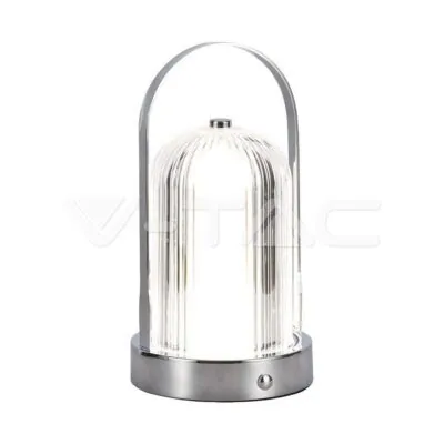 V-TAC VT-7990 LED Настолна Лампа 1800mAH Батерия 120*190 Хром 3 в 1