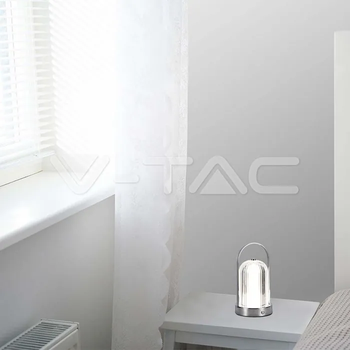 V-TAC VT-7990 LED Настолна Лампа 1800mAH Батерия 120*190 Хром 3 в 1