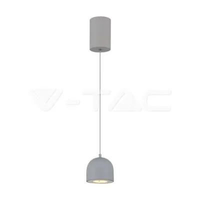 V-TAC VT-7992 8.5W LED Висяща Лампа Φ100 Сиво Тяло 3000K