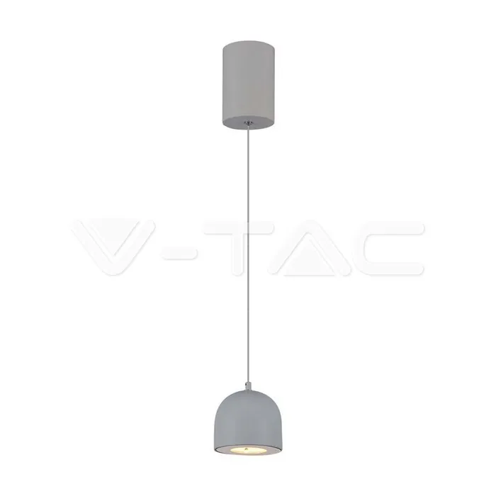 V-TAC VT-7992 8.5W LED Висяща Лампа Φ100 Сиво Тяло 3000K